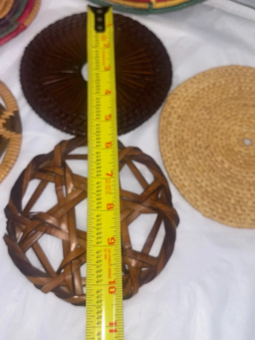 Handwoven Natural Wicker trivets vintage wall art farmhouse decor